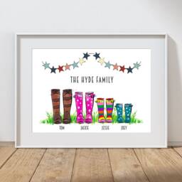 Welly Boot New Home Print, Personalised Wellies Wellington Boots, Christmas Gift, Print Or Digital Versions. Wall Art. Not Framed - thumbnail 2
