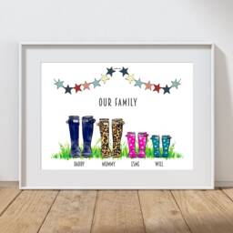 Welly Boot New Home Print, Personalised Wellies Wellington Boots, Christmas Gift, Print Or Digital Versions. Wall Art. Not Framed - thumbnail 3