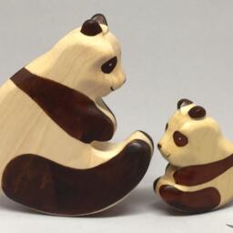 Toy Panda Wooden Baby Black White Colourful Size 6, 5 X 6, 0 2, 5 cm - Bxhxs Ca. 33, 0 Gr - thumbnail 3