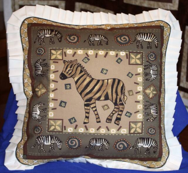 Handquilted Cushions, African Wildlife Cushion, Zebra Gift For Lover Of Wildlife, Christmas Gifts, Birthday Animal