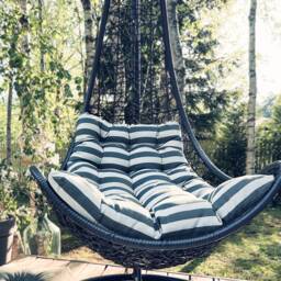 Pink Striped Tufted Floor Cushion Water Repellent Patio Lounger - thumbnail 3