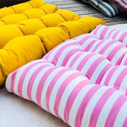 Pink Striped Tufted Floor Cushion Water Repellent Patio Lounger - thumbnail 2