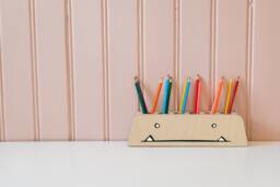 Monster Wooden Pencil Holder Baltic Birch Kids Desk Organizer - thumbnail 1