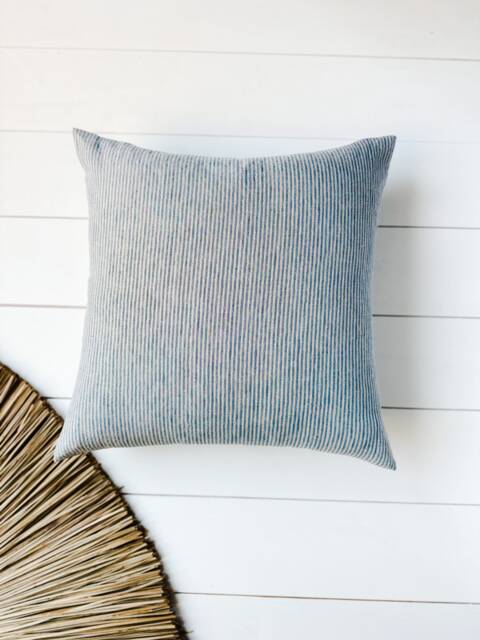 Set Of 2, 4, 6 Softened Linen Pillow Cases in Rustic Blue/Natural Stripes/Linen Throw Pillows Stripes/Decorative Cases/ - image 1