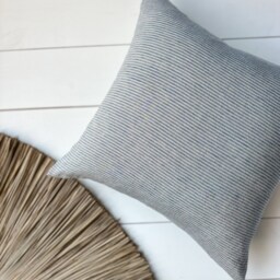 Set Of 2, 4, 6 Softened Linen Pillow Cases in Rustic Blue/Natural Stripes/Linen Throw Pillows Stripes/Decorative Cases/ - thumbnail 2