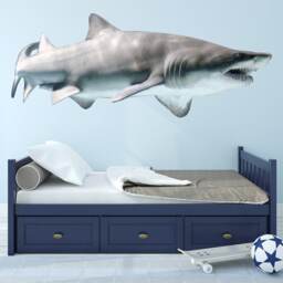 Vwaq Shark Wall Decal - Sand Decor Peel & Stick Ocean Wall Jaws Reusable Fabric Pas8 - thumbnail 1
