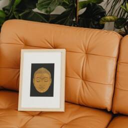 Vintage Buddha Head Print Black & Gold Spiritual Art - thumbnail 2