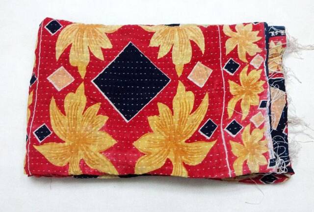 Kantha Quilt Indian Cotton Bedspread , Bedding , Bed Cover, Twin Size Bedding - image 1