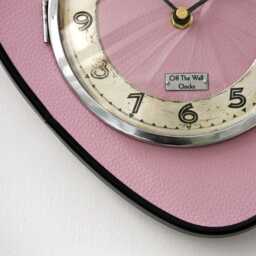 Mid Century Style Wall Clock - New 25cm Handmade Leather Formica Pink Vintage French Gift Off The Clocks - thumbnail 4
