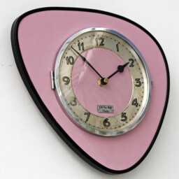 Mid Century Style Wall Clock - New 25cm Handmade Leather Formica Pink Vintage French Gift Off The Clocks - thumbnail 2