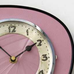 Mid Century Style Wall Clock - New 25cm Handmade Leather Formica Pink Vintage French Gift Off The Clocks - thumbnail 3