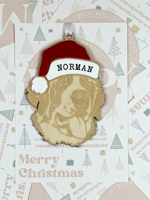 Personalised Pet Christmas Bauble/Ornament With Name - Dog St Bernard 036 - image 1