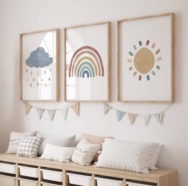 Nursery Prints, Decor, Rainbow Girls Nursery, Boys Baby Girl, Boy, Kids Room, Playroom Nursert Wall Art - image 1