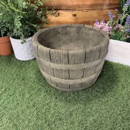 stone Garden Barrel Planter Pot Plant Flower Ornament - thumbnail 3
