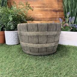 stone Garden Barrel Planter Pot Plant Flower Ornament - thumbnail 2