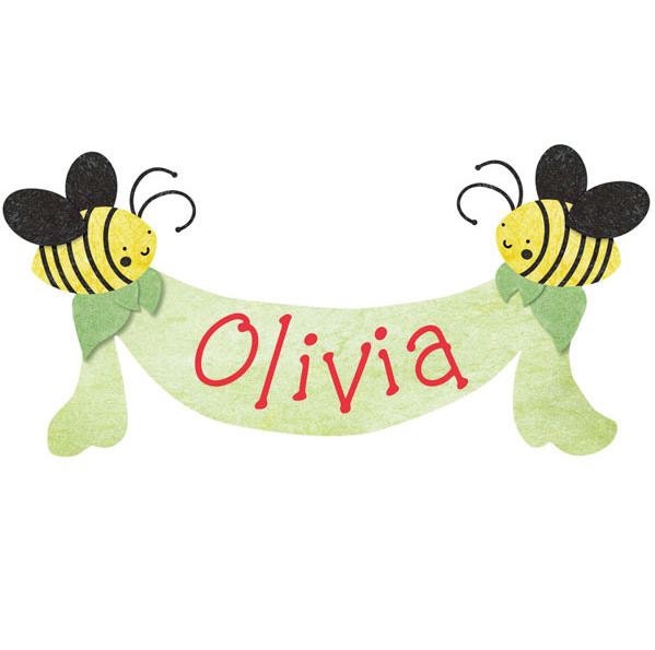 Personalized Bee Name Banner Wall Sticker For Girls Room - Stk1039 - image 1