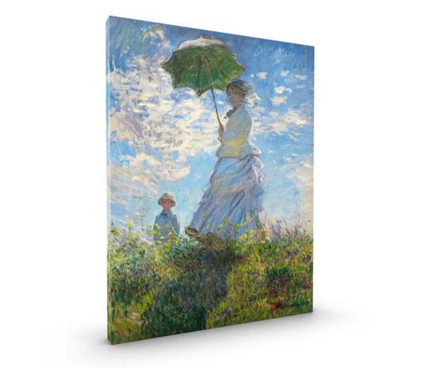 Monet Woman With A Parasol Canvas Framed Glossy Coated Premium Metal Hanger Various Sizes - image 1