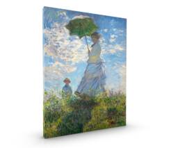 Monet Woman With A Parasol Canvas Framed Glossy Coated Premium Metal Hanger Various Sizes - thumbnail 1