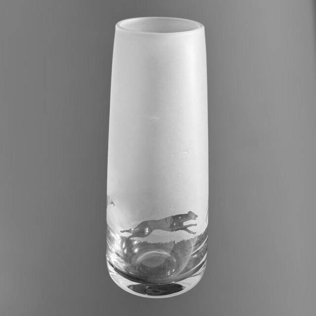 Greyhound Glass Vase - 15cm Crystal Glass Bud Vase With Greyhound Frieze Design - image 1