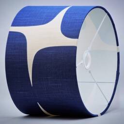Retro Blue Indigo Cream Lampshade, Table Floor Lamp/Ceiling Pendant, Small Medium Large, 20cm 25cm 30cm 35cm 40cm, UK Fabric Light Shade - thumbnail 3