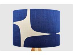 Retro Blue Indigo Cream Lampshade, Table Floor Lamp/Ceiling Pendant, Small Medium Large, 20cm 25cm 30cm 35cm 40cm, UK Fabric Light Shade - thumbnail 1