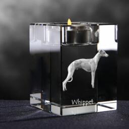 Whippet, Crystal Candlestick With Dog, Souvenir, Decoration, Limited Edition, Collection - thumbnail 2