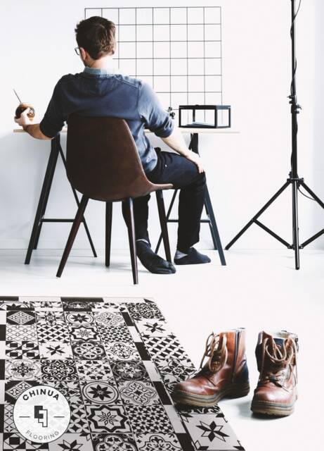 Espana Duel Vinyl PVC Mat, Retro Home Decor, Kitchen Floor Rug, Tiles, Boho Mat #13E - image 1