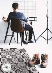 Espana Duel Vinyl PVC Mat, Retro Home Decor, Kitchen Floor Rug, Tiles, Boho Mat #13E - thumbnail 1