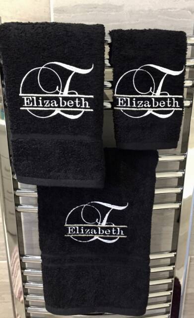 Embroidered Monogram Towels Personalized Script Bath & Hand Towels - image 1