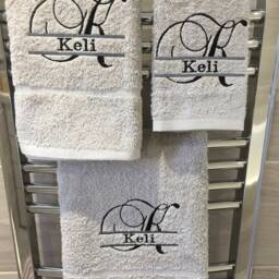Embroidered Monogram Towels Personalized Script Bath & Hand Towels - thumbnail 3