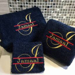 Embroidered Monogram Towels Personalized Script Bath & Hand Towels - thumbnail 2