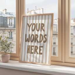 Custom Colour Quote Striped Wall Print, Stripey Personalised Text, Gift, Make You're Own, Song Lyrics Custom Kitchen Art - thumbnail 2