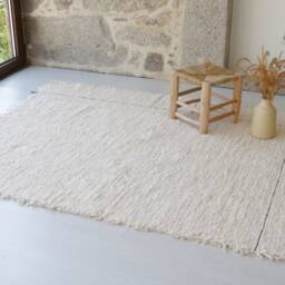 Large Cream Rug With 2 Black Lines, Bedroom Rug, Cotton Carpet, Living Room Bohemian Decoration, Area Nursery Kids - thumbnail 3