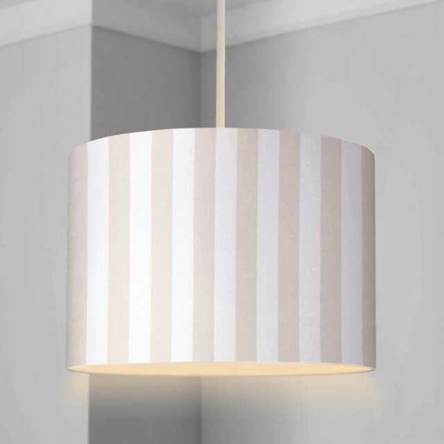Lampshade - Nursery Ceiling Beige Stripes Lampshade Or Table Lampshade Childrens Room Round Lampshade, Stripe Decor - image 1