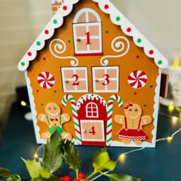 Gingerbread House Advent Calendar, Candy Cane, Countdown To Christmas, Refillable, Recyclable, Christmas Eve, 1st December - thumbnail 3