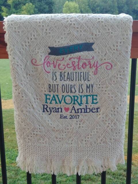 Two Year Anniversary 100% Cotton Afghan Throw Blanket Wedding Gift - 6 Different Sayings To Choose From - image 1