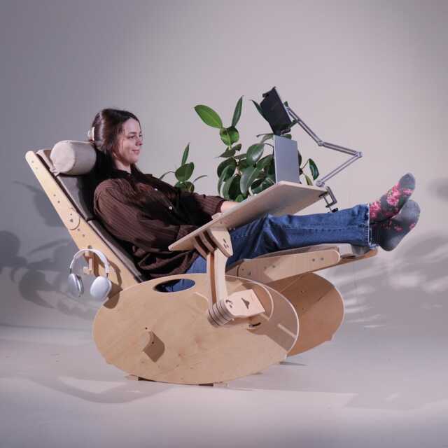 Plywood Lounge Chair Reclining Reading & Work From Home Chair - image 1