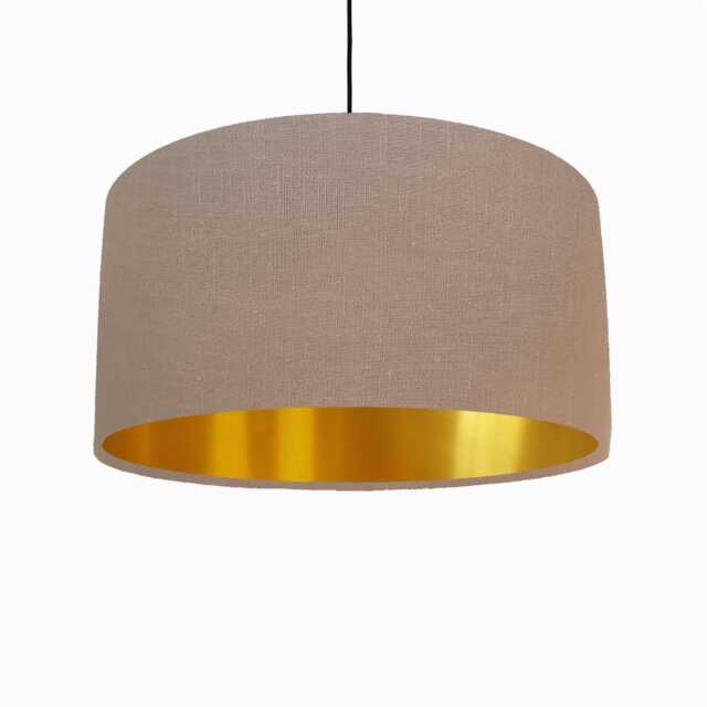 Hazelnut Brown Lampshade in Linen With Gold Lining - image 1