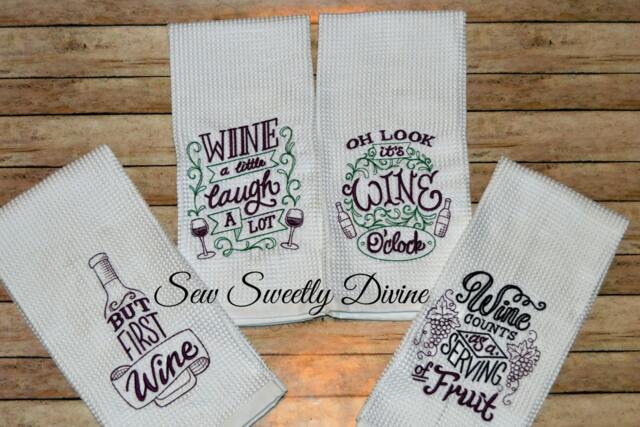 Wine Decor, Kitchen Towels, Decorations, Embroidered Gifts, Hostess Gift, Christmas Lover - image 1