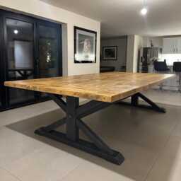 Wide Bespoke Dining Table - Large Rustic English Country Wood Union Solid - thumbnail 1