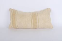 Handmade Turkish Kilim Lumbar Pillow Cover 12x24 Stripe Sofa - thumbnail 1