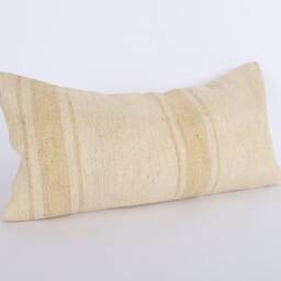 Handmade Turkish Kilim Lumbar Pillow Cover 12x24 Stripe Sofa - thumbnail 3