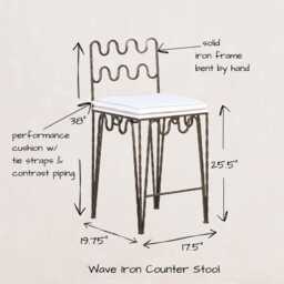 Wave Metal/Iron Counter Stool - Indoor & Outdoor - thumbnail 2