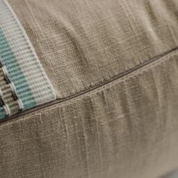 Linen Rectangle Pillow Cover - Tan Beige With Spa Blue Stripe - thumbnail 3