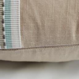 Linen Rectangle Pillow Cover - Tan Beige With Spa Blue Stripe - thumbnail 2