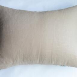 Linen Rectangle Pillow Cover - Tan Beige With Spa Blue Stripe - thumbnail 4