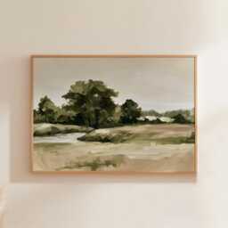 Green Landscape Poster, Abstract Nature Print, Minimalist Wall Art, Paper - thumbnail 1