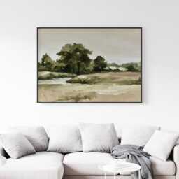 Green Landscape Poster, Abstract Nature Print, Minimalist Wall Art, Paper - thumbnail 3