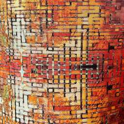 Orange & Aqua Distressed Style Lampshade Rust Patina For Ceiling Pendants Or Standard Table Floor Lamps Handwriting Piano Music - thumbnail 2