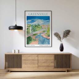 Greenville, South Carolina Travel Print, Greenville Poster, Wall Art, Decor, Gift - thumbnail 1